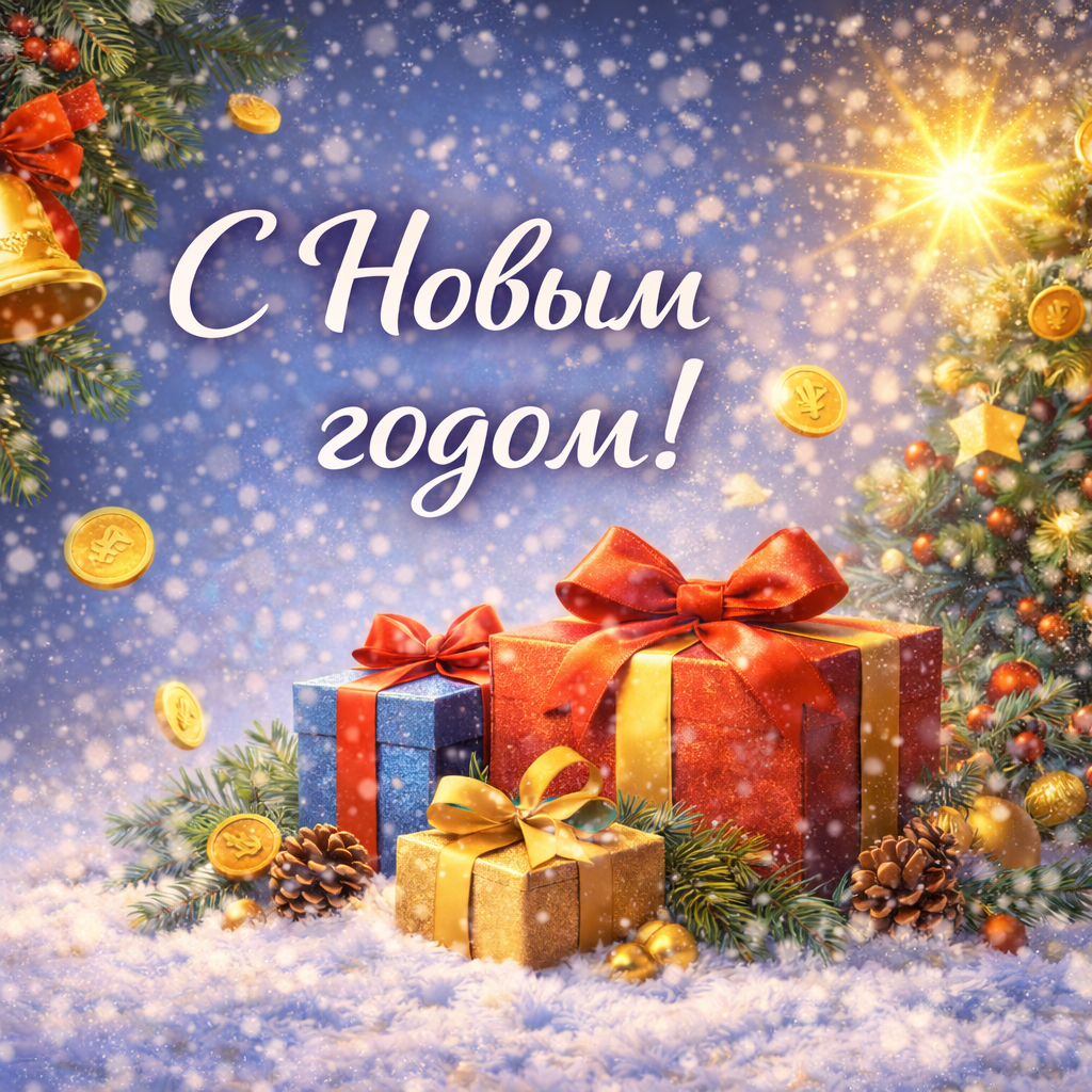С Новым годом — поздравление и подарок